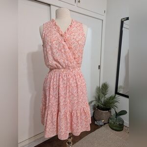 LC Lauren Conrad Coral Floral Midi Dress